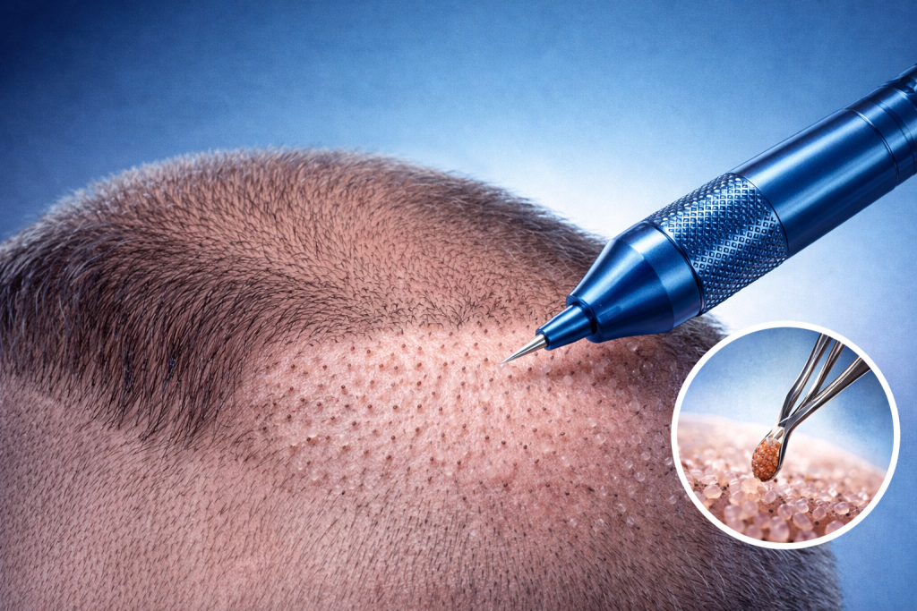 sapphire fue hair transplant extraction process close up